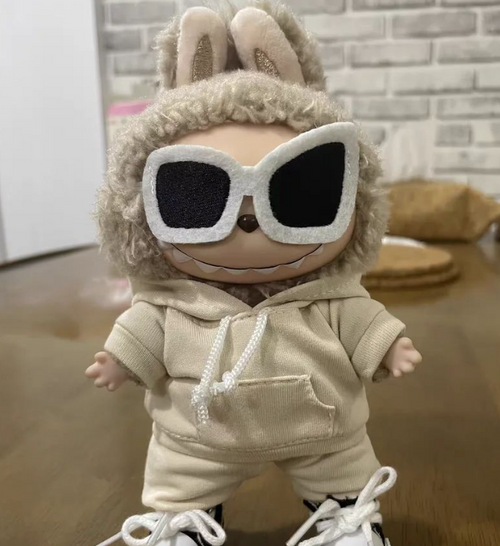 17Cm Labubu Doll'S Clothes the Monster Outfit Accessories Clothing DIY Kids Gift Girls Hooded Sweatshirt Pants Shoes White E25V