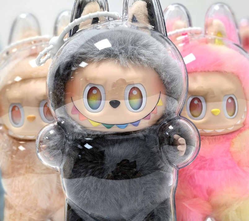 Clear Bag Keychain for LABUBU Plush Doll,Hanging Display Case,Protective Case,Plastic PVC Storage Box (V2)