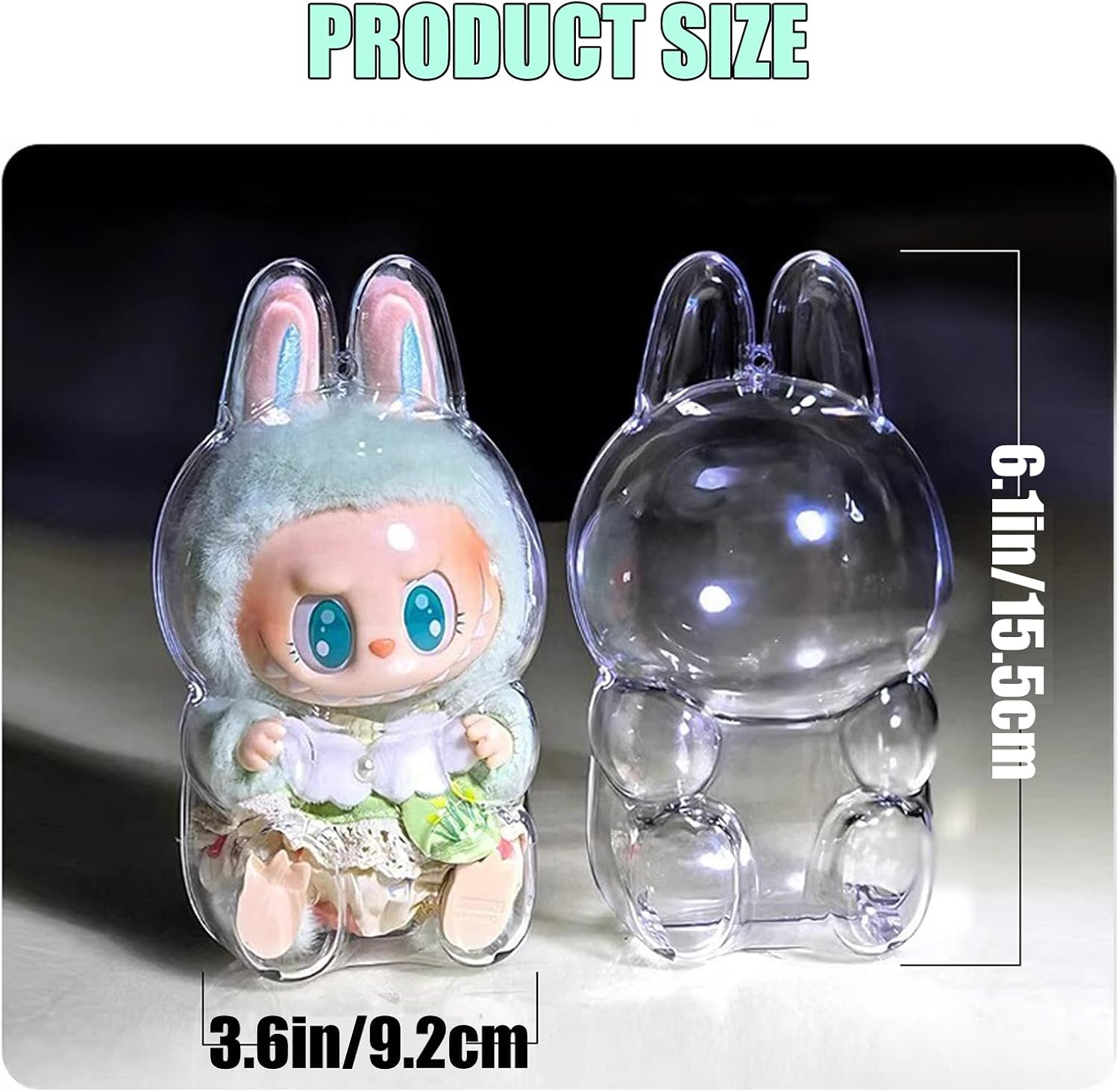 Clear Bag Keychain for LABUBU Plush Doll,Hanging Display Case,Protective Case,Plastic PVC Storage Box (V2)