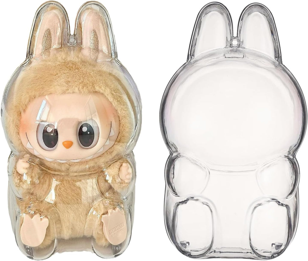 Clear Bag Keychain for LABUBU Plush Doll,Hanging Display Case,Protective Case,Plastic PVC Storage Box (V2)
